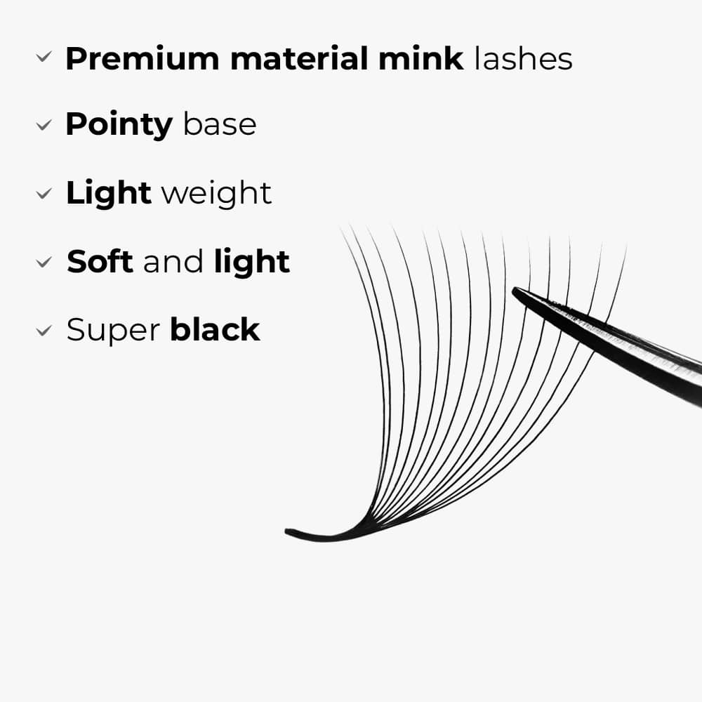 14D Mix 6in1 LAVISLASH 1000 Promade Loose Fans Natural Eyelashes Extensions | Loose Mix 6 Fan from 3D to 16D Handmade Individual Lashes | 0.03 0.05  Thickness of Mink Lashes | C CC D Curl. Lavislash