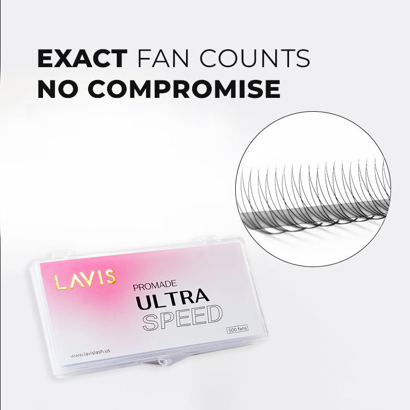 Promade Strip lash Fans 4D Narrow Ultra-Speed C CC D Curl 500 Fans All Length 8mm-16mm