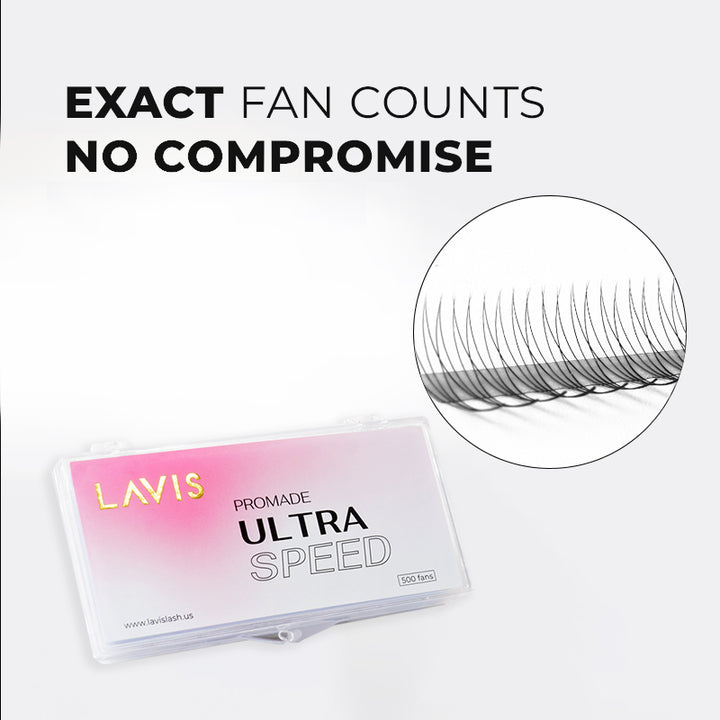 Promade Strip lash Fans 4D Narrow Ultra-Speed C CC D Curl 500 Fans All Length 8mm-16mm