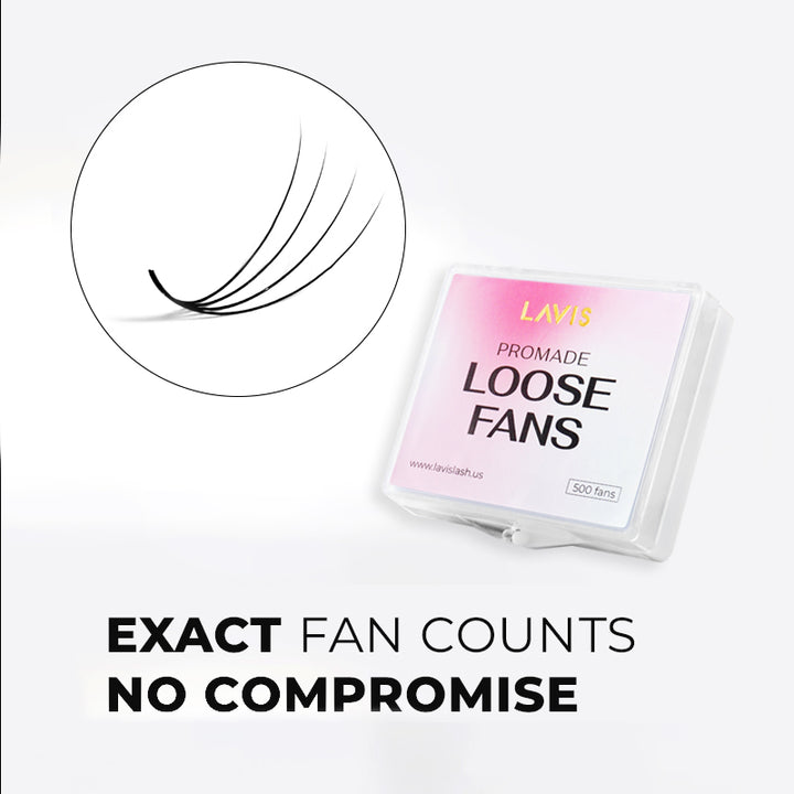 LavisLash Promade Loose Fans 4D C CC D Curl 500 Fans All Length 8mm-16mm