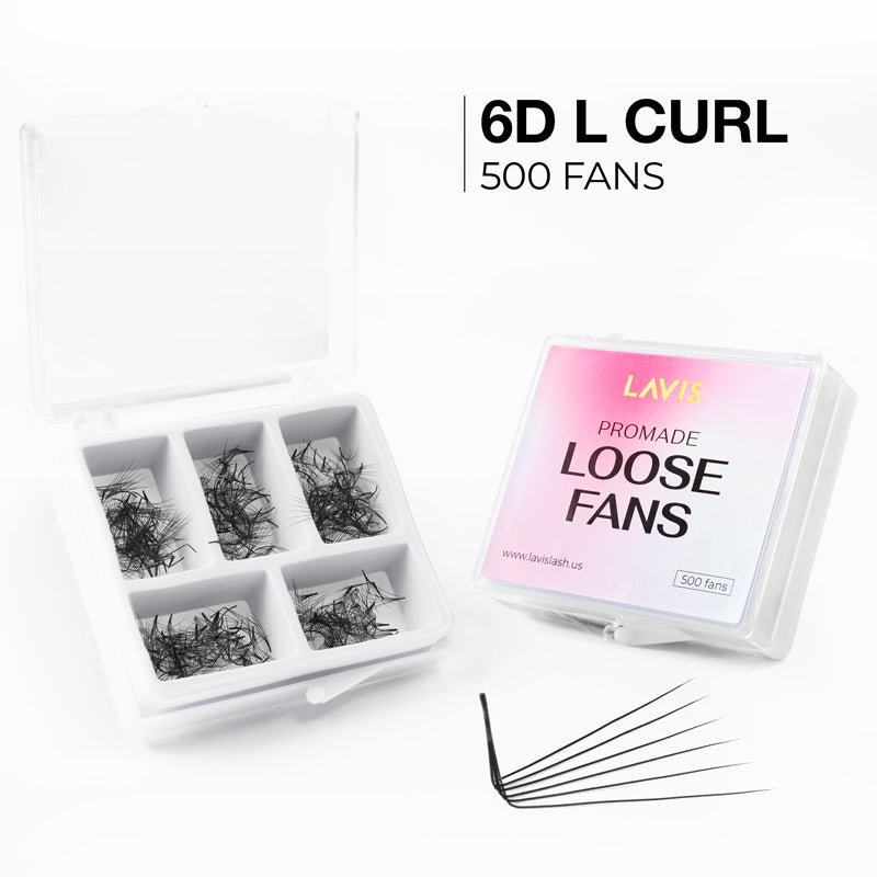 LAVISLASH Promade Fans Loose 6D | 0,07 | L curl | 8-16mm | 500 FANS Promade Natural Fans Eyelashes Extensions | Handmade Individual Lashes of Mink Lashes