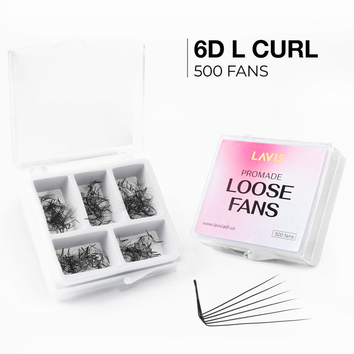 LAVISLASH Promade Fans Loose 6D | 0,07 | L curl | 8-16mm | 500 FANS Promade Natural Fans Eyelashes Extensions | Handmade Individual Lashes of Mink Lashes