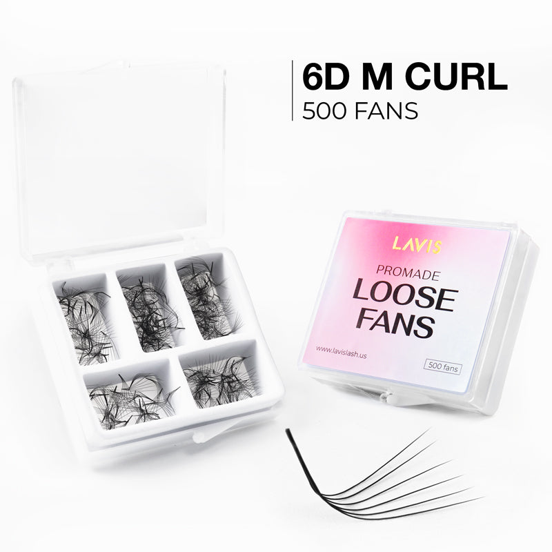 LAVISLASH Promade Fans Loose 6D | 0,07 | M curl | 8-16mm | 500 FANS Promade Natural Fans Eyelashes Extensions | Handmade Individual Lashes of Mink Lashes