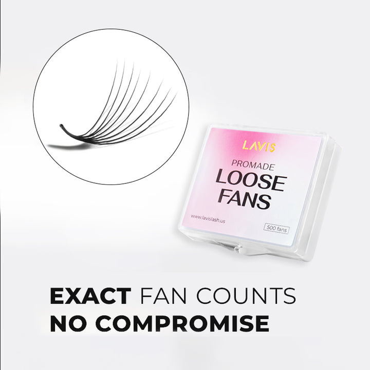 LavisLash Promade fans Loose 8D 500 Fans 0.05 0.07 C CC D curl 9mm-16mm