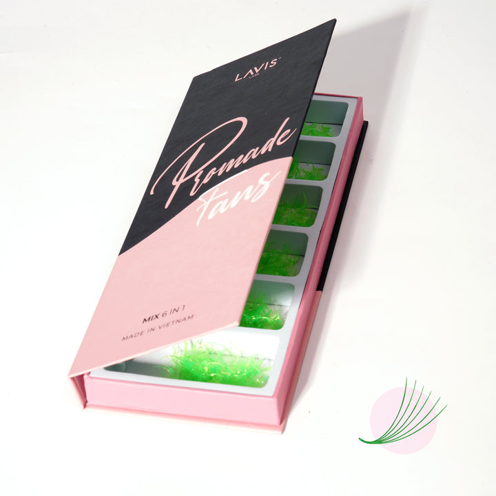 LAVISLASH 6D Green Promade Fans Mix 10-15mm (1000 fans)