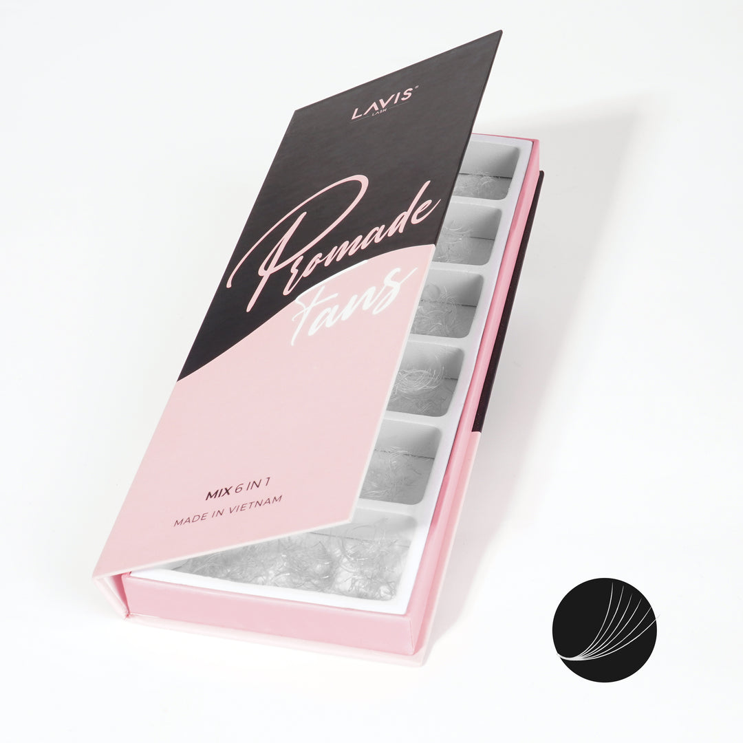 LAVISLASH 6D White Promade Fans Mix 10-15mm (1000 fans)