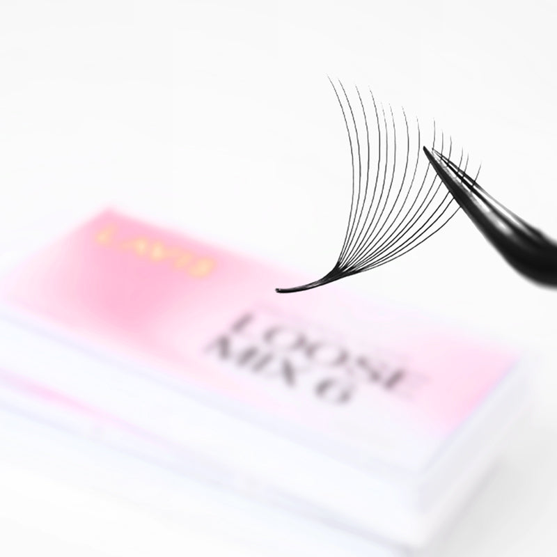 14D Mix 6in1 LAVISLASH 1000 Promade Loose Fans Natural Eyelashes Extensions | Loose Mix 6 Fan from 3D to 16D Handmade Individual Lashes | 0.03 0.05  Thickness of Mink Lashes | C CC D Curl. Lavislash