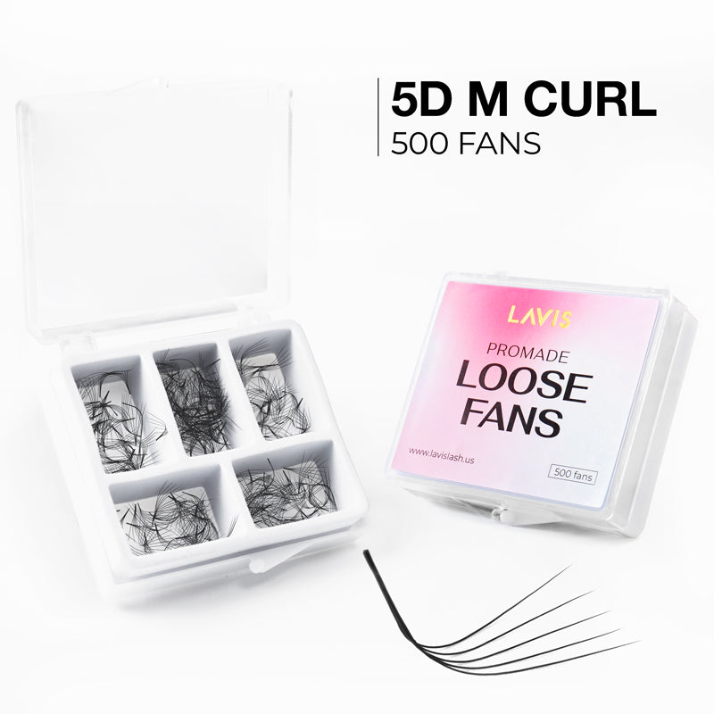 LAVISLASH Promade Fans Loose 5D | 0.07 | M curl | 8-16mm | 500 FANS Promade Natural Fans Eyelashes Extensions | Handmade Individual Lashes of Mink Lashes