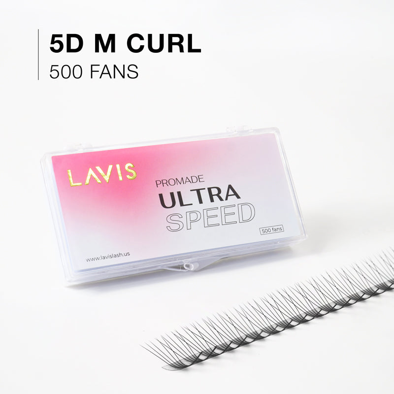 5D M-Curl Ultra-speed Promade 500 fans Paper box LAVISLASH Promade Natural Fans Eyelashes Extensions | Handmade Individual Lashes | 8-16mm | 0.07 Thickness of Mink Lashes. Lavislash