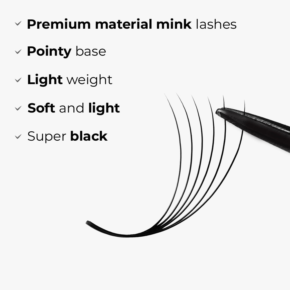 6D Mix 6in1 LAVISLASH 1000 Promade Loose Fans Natural Eyelashes Extensions | Loose Mix 6 Fan from 3D to 16D Handmade Individual Lashes | 0.07 Thickness of Mink Lashes | C CC D Curl. Lavislash