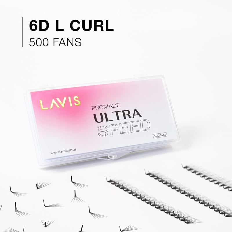 6D L-Curl Ultra-speed Promade 500 fans Paper box LAVISLASH Promade Natural Fans Eyelashes Extensions | Handmade Individual Lashes | 8-16mm | 0.07 Thickness of Mink Lashes. Lavislash