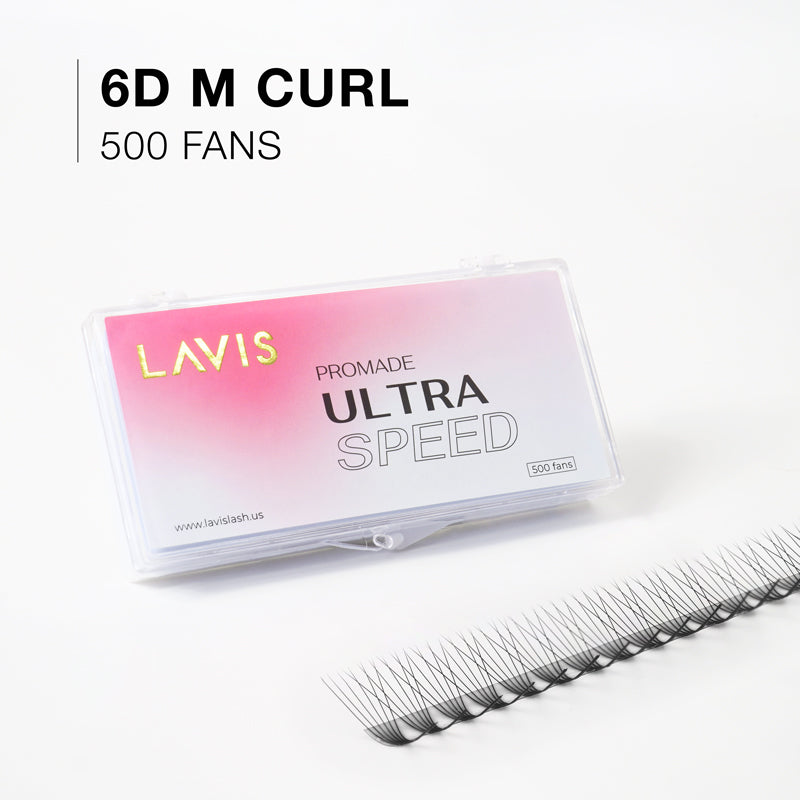 6D M-Curl Ultra-speed Promade 500 fans Paper box LAVISLASH Promade Natural Fans Eyelashes Extensions | Handmade Individual Lashes | 8-16mm | 0.07 Thickness of Mink Lashes. Lavislash