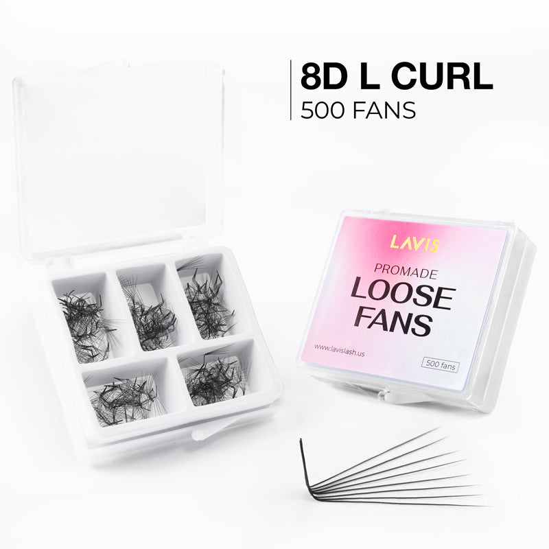 LAVISLASH Promade Fans Loose 8D | 0,07 | L curl | 8-16mm | 500 FANS Promade Natural Fans Eyelashes Extensions | Handmade Individual Lashes of Mink Lashes