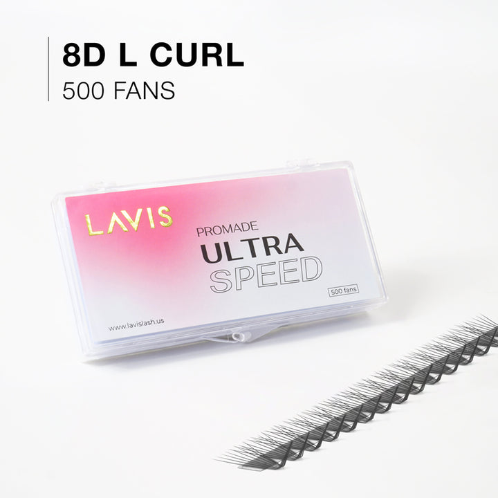 8D L-Curl Ultra-speed Promade 500 fans Paper box LAVISLASH Promade Natural Fans Eyelashes Extensions | Handmade Individual Lashes | 8-16mm | 0.07 Thickness of Mink Lashes. Lavislash