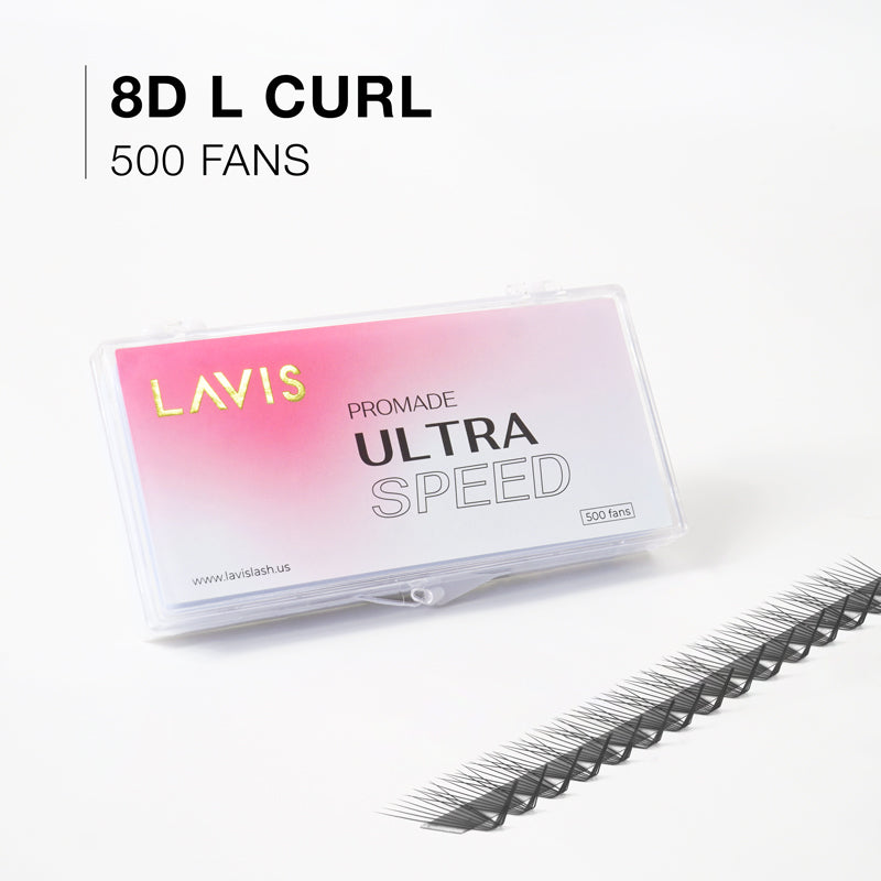 8D L-Curl Ultra-speed Promade 500 fans Paper box LAVISLASH Promade Natural Fans Eyelashes Extensions | Handmade Individual Lashes | 8-16mm | 0.07 Thickness of Mink Lashes. Lavislash