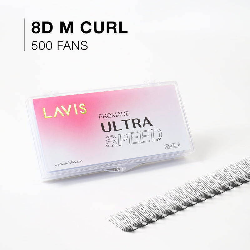 8D M-Curl Ultra-speed Promade 500 fans Paper box LAVISLASH Promade Natural Fans Eyelashes Extensions | Handmade Individual Lashes | 8-16mm | 0.07 Thickness of Mink Lashes. Lavislash