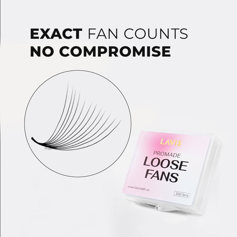 LAVISLASH Promade Fans Loose 5D | 0.07 | M curl | 8-16mm | 500 FANS Promade Natural Fans Eyelashes Extensions | Handmade Individual Lashes of Mink Lashes