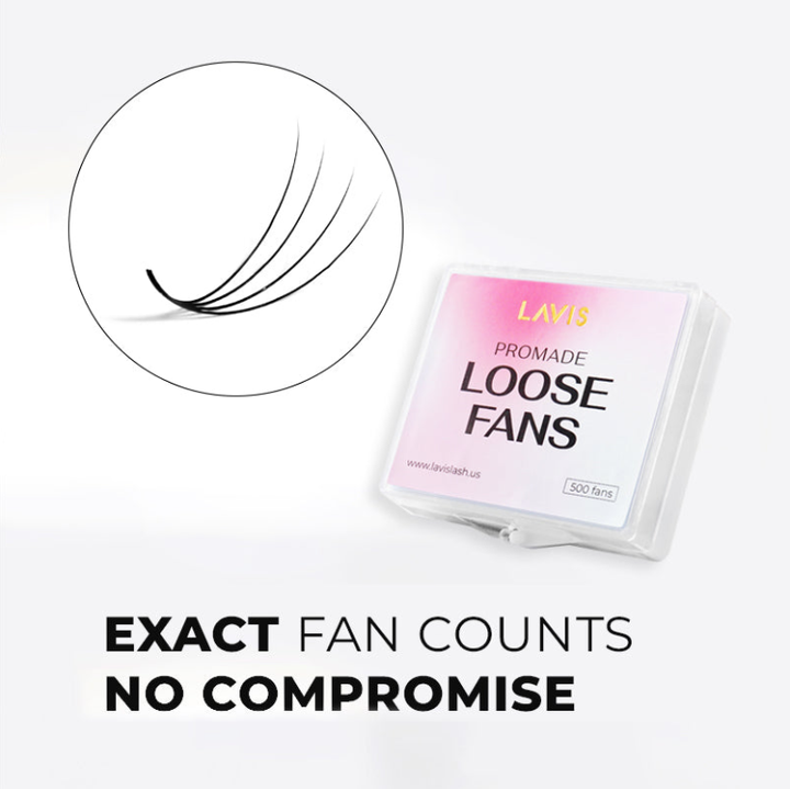 LavisLash Promade Loose Fans 4D C CC D Curl 1000 Fans All Length 8mm-16mm