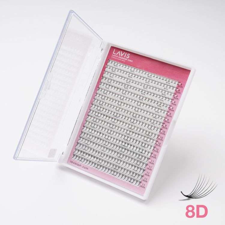 LAVISLASH 8D Narrow Medium Trays Mixed Length | 450 FANS | C CC D Curl | Promade Natural Fans Eyelashes Extensions 0.07 Thickness of Mink Lashes.