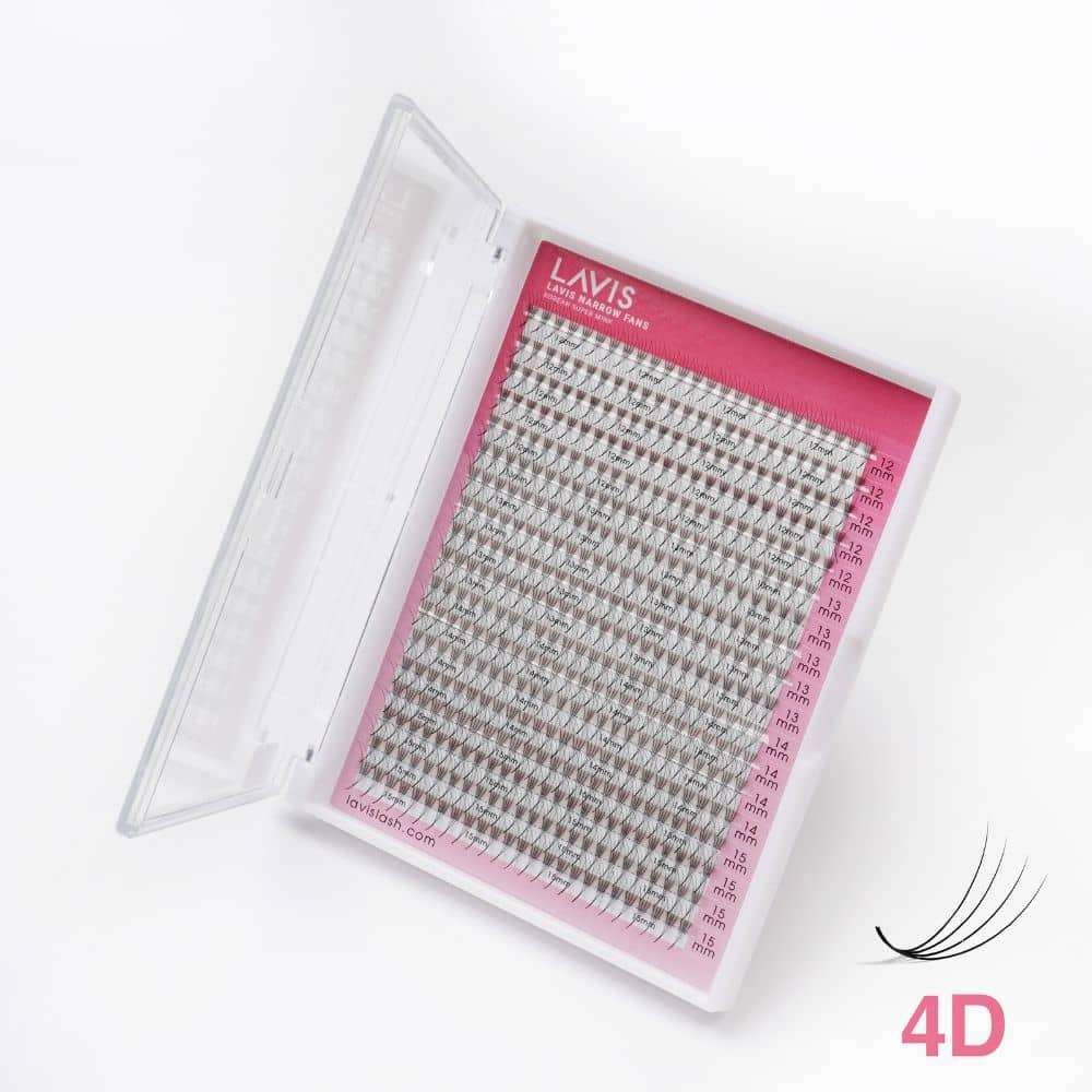 LAVISLASH 4D Narrow Medium Trays Mixed Length | 450 FANS | C CC D Curl | Promade Natural Fans Eyelashes Extensions 0.07 Thickness of Mink Lashes.