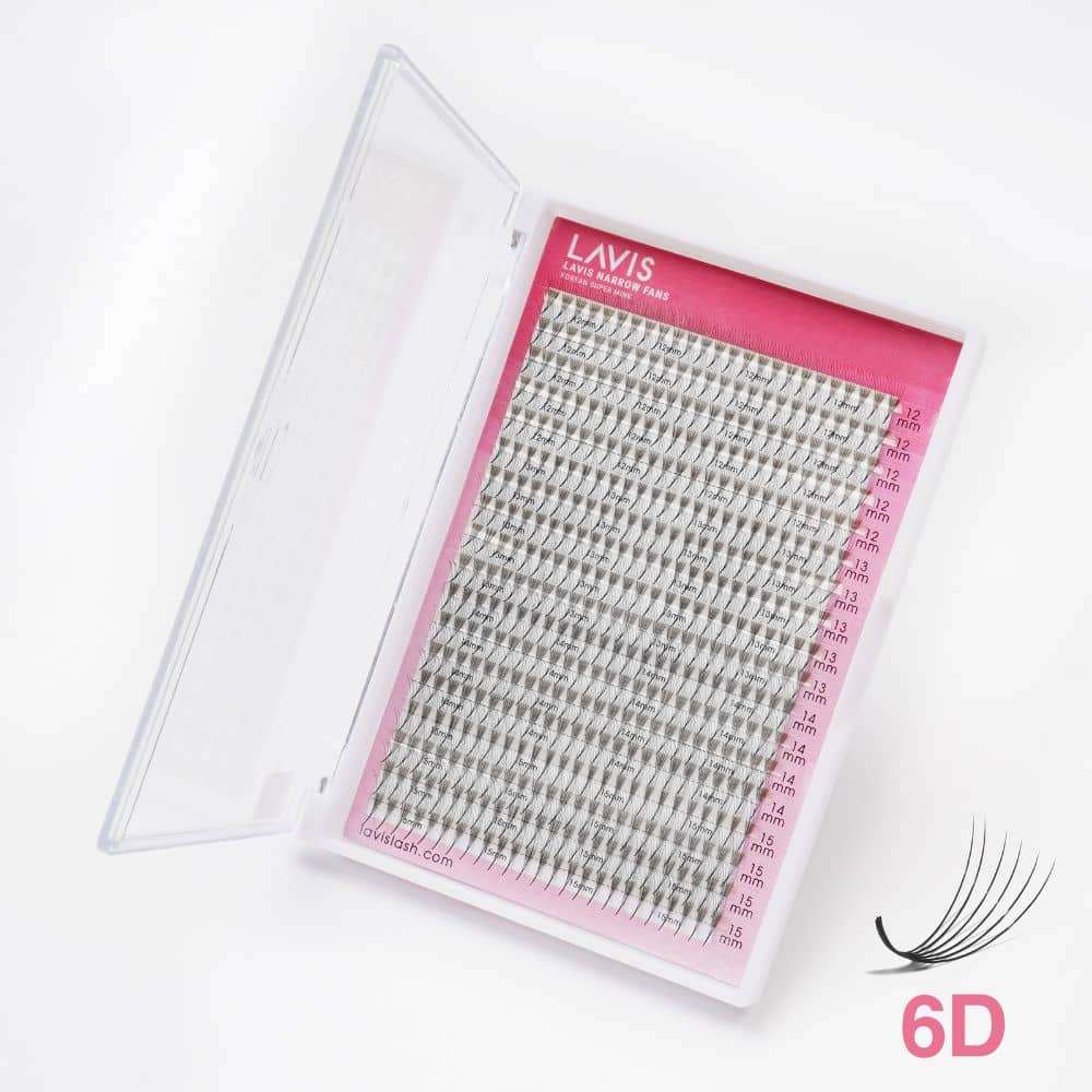 LAVISLASH 6D Narrow Medium Trays Mixed Length | 450 FANS | C CC D Curl | Promade Natural Fans Eyelashes Extensions 0.07 Thickness of Mink Lashes.