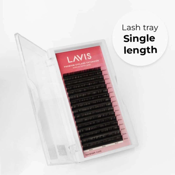 LAVISLASH Single Length Lash Tray | C CC D | 8-16mm | Easy Fan Natural Eyelash Extensions Mink Lashes Fluffy Eyelash Cluster