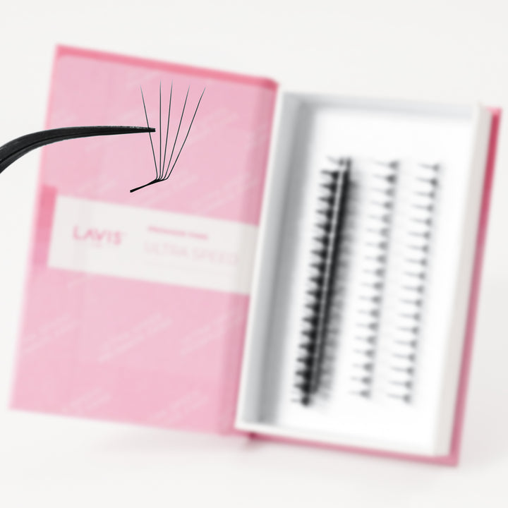 5D L-Curl Ultra-speed Promade 500 fans Paper box LAVISLASH Promade Natural Fans Eyelashes Extensions | Handmade Individual Lashes | 8-16mm | 0.07 Thickness of Mink Lashes. Lavislash