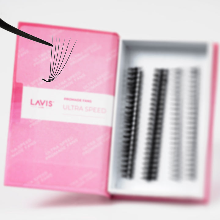 6D M-Curl Ultra-speed Promade 500 fans Paper box LAVISLASH Promade Natural Fans Eyelashes Extensions | Handmade Individual Lashes | 8-16mm | 0.07 Thickness of Mink Lashes. Lavislash