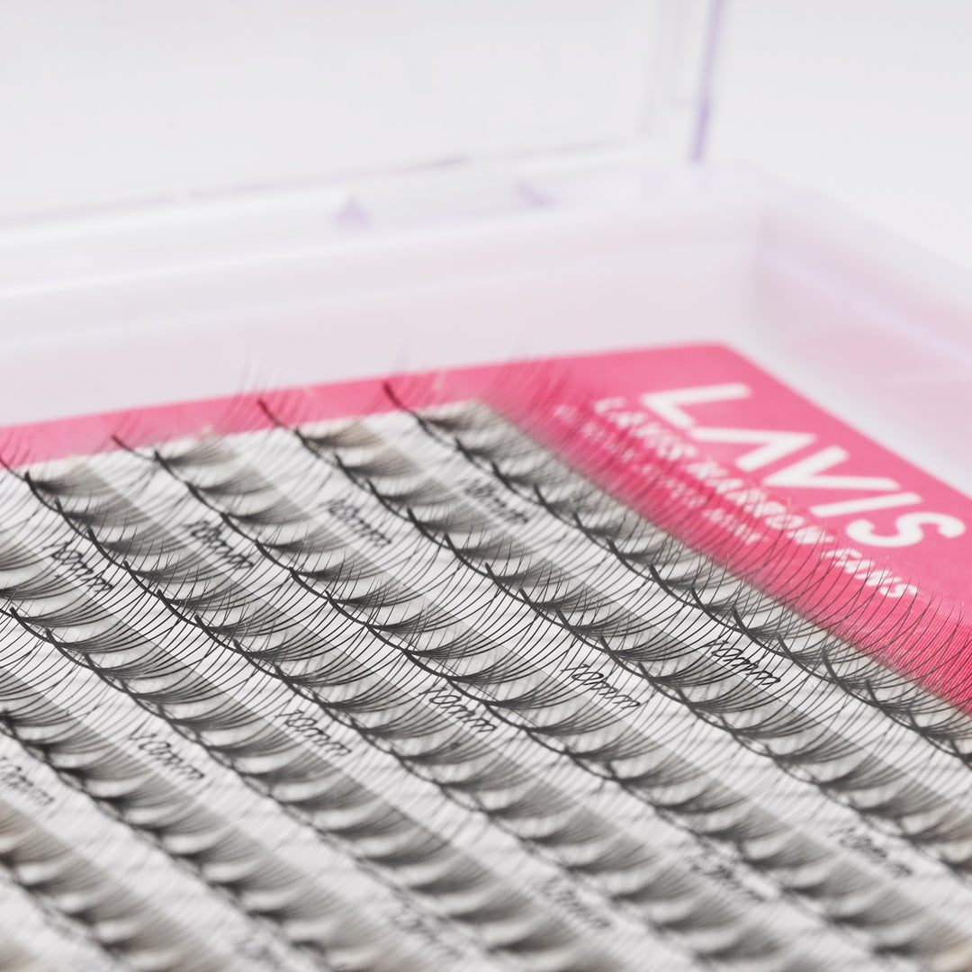 LAVISLASH 6D Narrow Medium Trays Mixed Length | 450 FANS | C CC D Curl | Promade Natural Fans Eyelashes Extensions 0.07 Thickness of Mink Lashes.