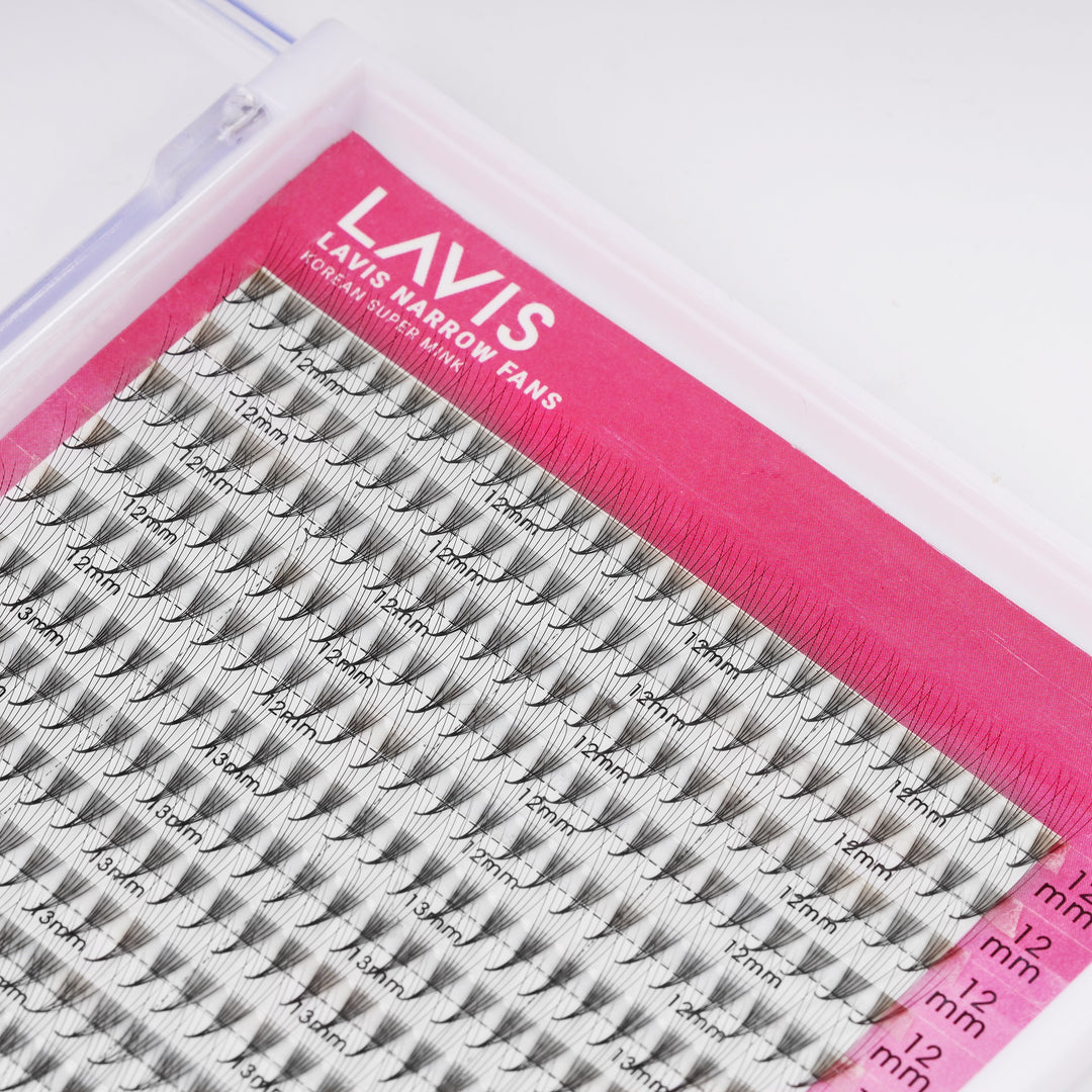 LAVISLASH 6D Narrow Medium Trays Mixed Length | 450 FANS | C CC D Curl | Promade Natural Fans Eyelashes Extensions 0.07 Thickness of Mink Lashes.