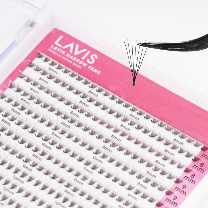 LAVISLASH 7D Narrow Medium Trays Single Length | 450 FANS | C CC D Curl | Promade Natural Fans Eyelashes Extensions 0.07 Thickness of Mink Lashes.