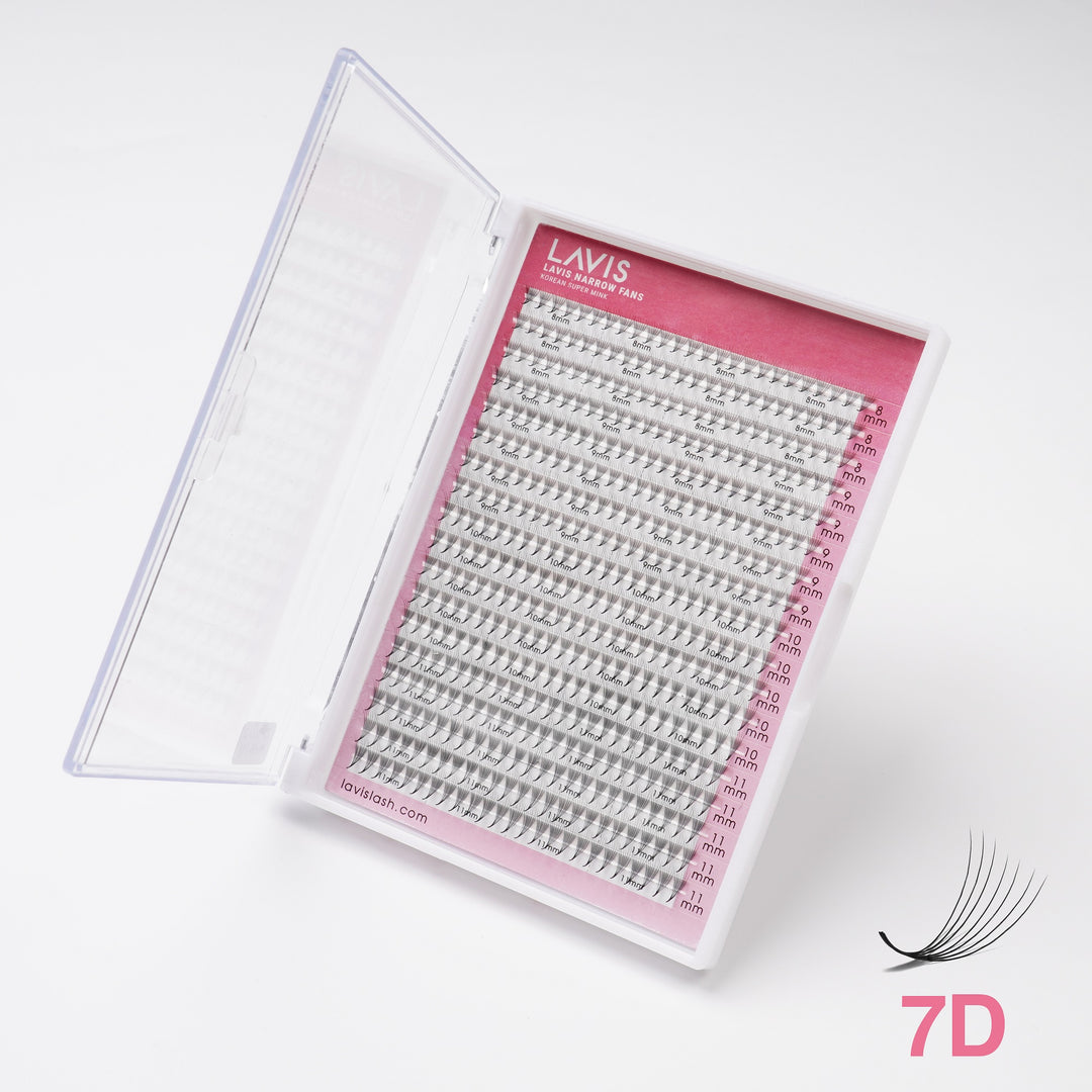 LAVISLASH 7D Narrow Medium Trays Single Length | 450 FANS | C CC D Curl | Promade Natural Fans Eyelashes Extensions 0.07 Thickness of Mink Lashes.