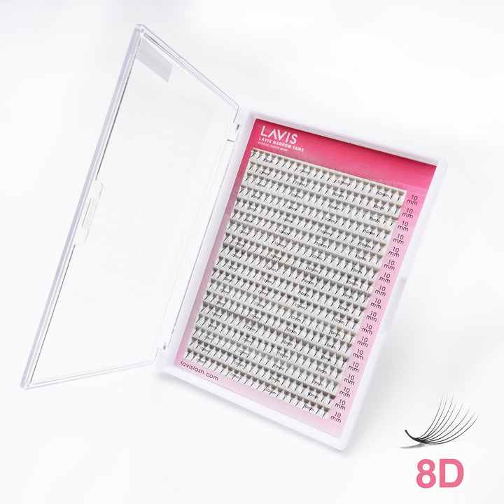 LAVISLASH 8D Narrow Medium Trays Single Length | 450 FANS | C CC D Curl | Promade Natural Fans Eyelashes Extensions 0.07 Thickness of Mink Lashes.