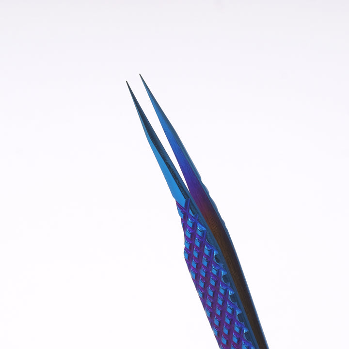 LAVISLASH STRAIGHT TWEEZERS | 4.8 inches 12cm | Gold Blue | Specially Designed With A Fine Tip To Isolate Individual Lashes