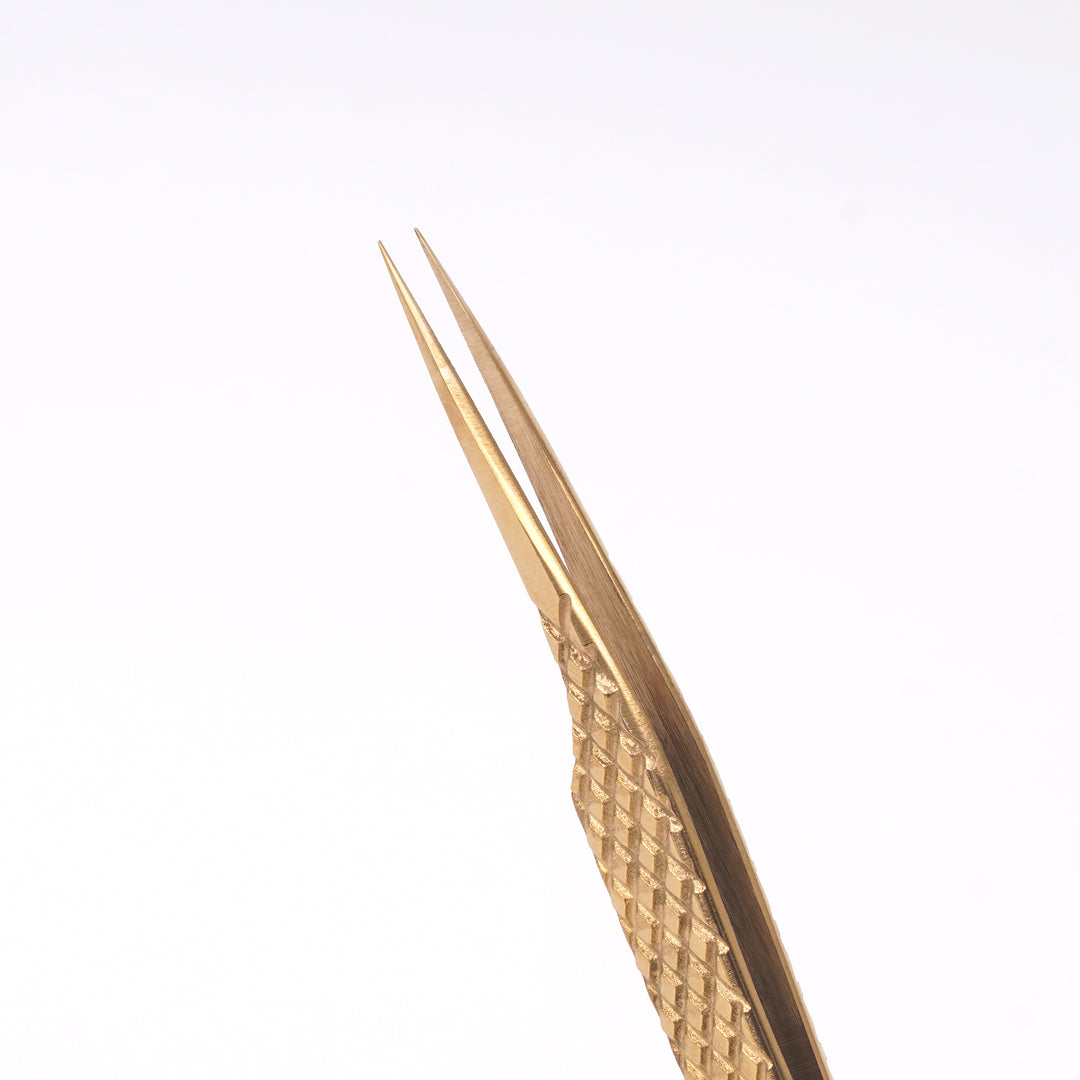 LAVISLASH STRAIGHT TWEEZERS | 4.8 inches 12cm | Gold Blue | Specially Designed With A Fine Tip To Isolate Individual Lashes